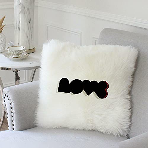 Image of Best Gifts for Birthday /Valentine's Day /Give with A Grateful Heart Love Quote - Square Shape Fur Throw Pillow Cushion - Home Sofa Decorative 16 X 16 inches (White)