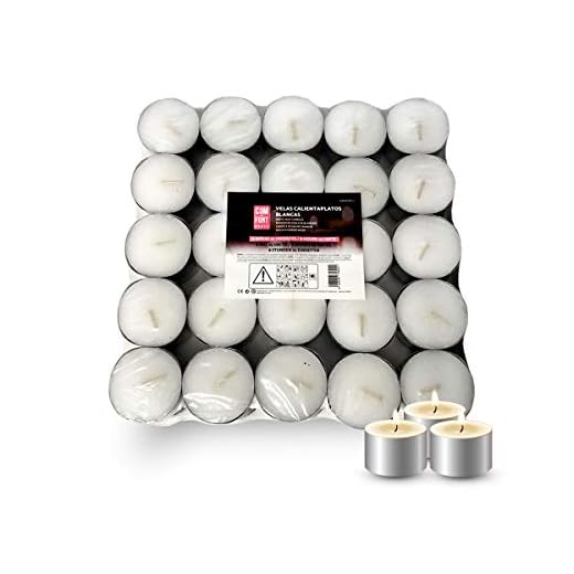 COM-FORT HOUSE | Velas de te Blancas | Pack velas de 100 Unidades | Velas de Té Calientaplatos | Tealight | 4 Horas de Duración | Velas Decorativas Sin Perfume |