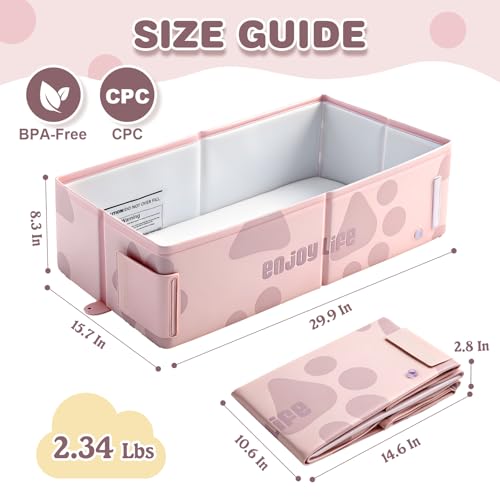 Image of Toddler Bath Tub for Shower, Foldable Baby Bathtub, Portable Kids Bathtub & Collapsible Bathtub for Toddlers 1-8, Infant Newborn, Travel Baby Bath, Banera para Bebe, Pink
