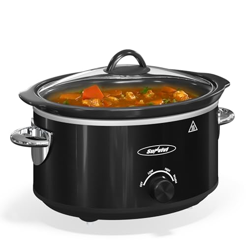 Sunvivi-Small-Slow-Cooker-4QT-Mini-Food-Warmer-with-3-Heating-Settings-Removable-Ceramic-Pot-Dishwasher-Safe-Glass-Lid-Stainless-Steel-Black Sunvivi Small Slow Cooker 4QT Mini Food Warmer with 3 Heating Settings Removable Ceramic Pot Dishwasher Safe Glass Lid Stainless Steel Black