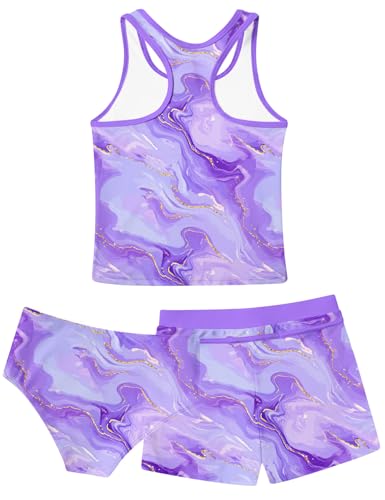 UNICOMIDEA Girls Swimsuits 3 Pieces Tankini Bathing Suit Kids Beach Zipper Bikini Swimwear with Shorts for 7-12 Years2