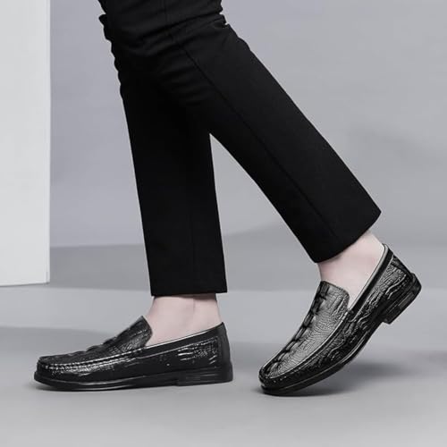 Men’s Black Leather Loafers Slip-On Dress Shoes Pointed Toe Formal Business Party Anti-Slip Comfortable2