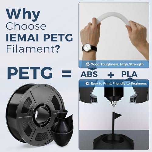 Image of IEMAI PETG Filament 1.75mm Bundle 4KG Black, 3D Printer Filament 30-300mm /s Printing Compatible with Bambu Lab, AMS, AMS Lite, Dimensional Accuracy + /- 0.02mm