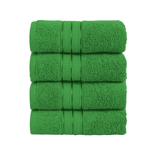 Image of Elegant Comfort Three Line Popcorn Towel Set for Bathroom 16 x 28 inches, Premium Hotel Quality 4-PACK Hand Towels, 100% Turkish Cotton, Soft and Durable, Quick Dry and Highly Absorbent, Emerald Green