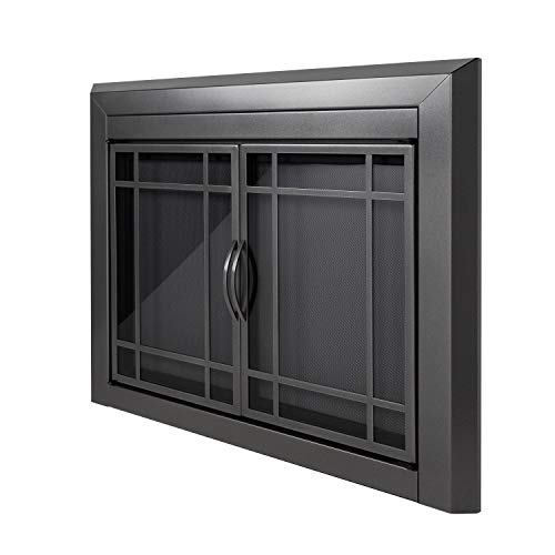 Pleasant Hearth Edinburgh Glass Firescreen Gunmetal - Large #TOP4