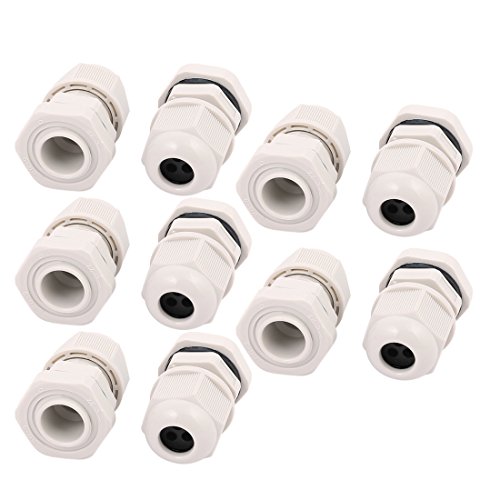 Aexit 10Pcs PG9 Transmission 1.6-2.6mm Nylon 3 Holes Adjustable Cables Gland Connector Joint Gray