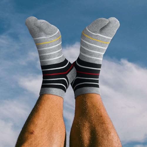 Fourluoo 6 Pairs Men\'s Tabi Socks Cotton Flip Flop Socks Split Toe Socks for Men Athletic Wicking - Thumbnail 4