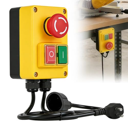 Interruptor monofásico de 250 V, interruptor de seguridad con enchufe, interruptor de voltaje cero de 16 A, interruptor de máquina con gran rojo, para apagar rápidamente la mesa de fresado y los