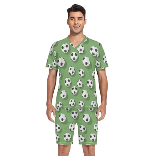 Soccer Football Men’s Pajama Sets 2 Piece Short Sleeve Sleepwear with Printed Design4