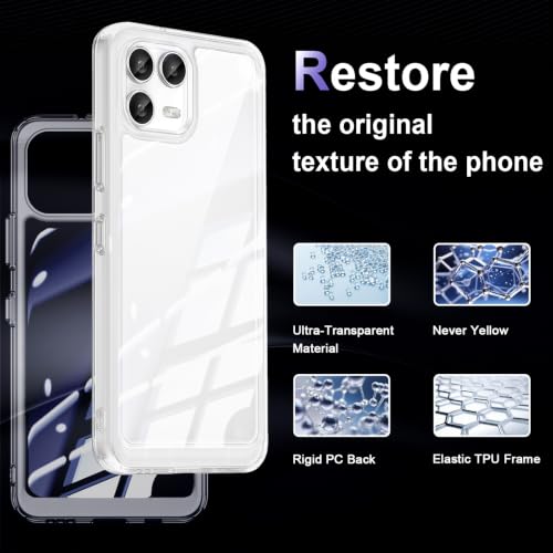 Image of Case for T-Mobile REVVL 8 Pro 5G, Military Grade Drop Protection Phone Case, Yellowing Resistant, Anti-Scratch Hard PC Back, Shockproof Hard Ultra-Thin Protective Cover, Clear