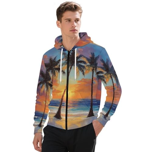 Key West Florida Conch Republic Men's Hoodies with Zipper Lightweight Long Sleeve Casual Sweatshirts