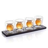 Golf Whiskey Tasting Glass Set of 4 with Flight Board, Unique and Funny Golf Gifts for Men, Beer Tas