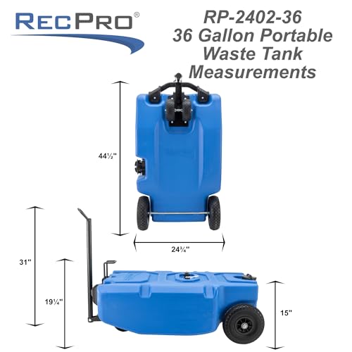 Recpro RP-2402-36 Rv 36 Gallon Portable Waste Tank (Blue) | Tote & Dump thumb #4