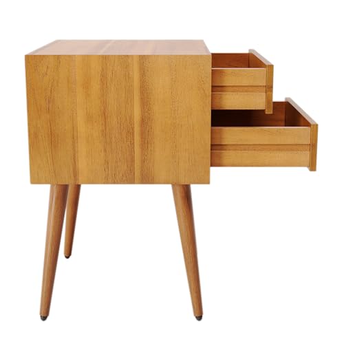Christopher Knight Home Mid-Century Nightstand, Pine Wood and MDF Nightstand Side Table, Accent Bedside End Table with Pine Wood Legs for Bedroom, Dorm and Small Spaces, Natural Brown by Christopher Knight Home - Image 5