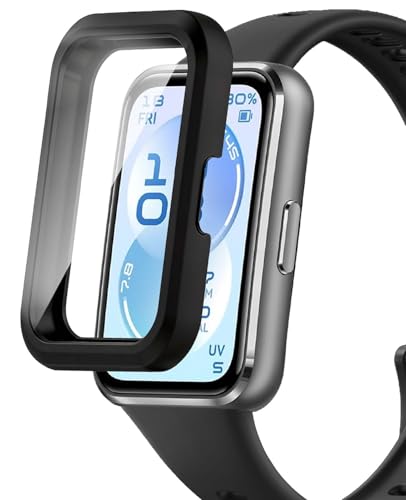 For HUAWEI Band 11 �P�[�X YAJOJO �ی� �K���X�t�B���� ��̌^ �J�o�[ �X�}�[�g�E�H�b�` 3D�Ȗʋ����t�B���� �����G�b�W�^�b�` �h�C�菝 �h�Ռ� �����h�~ �S�ʕی� ���E�ȒP�y�u���b�N�z