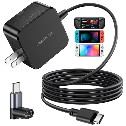 JSAUX 45W USB C Charger for Steam Deck/OLED, 5FT Cable Type