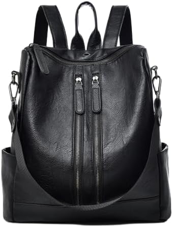 Mochila Femininas Bolsa De Viagem Escolar Faculdade Grande Capacidade Acompanha Uma Alça De Ombro Removível (Preto)