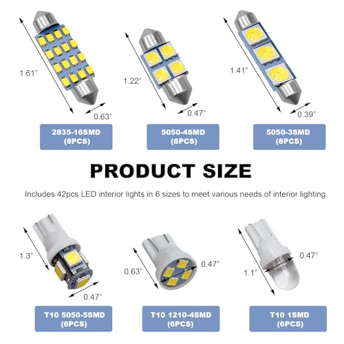 Kit de 42 luces LED interiores para auto T10 DE3175 miniatura 2