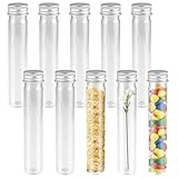 10 Stück Reagenzgläser Kunststoff Transparent, 65ml Transparent Reagenzgläser mit Deckel, Reagenzgläser für Gewürze, Reagenzglas mit Schraubverschluss, für Blumen Süßigkeiten Perlen Pflanzen Badesalz