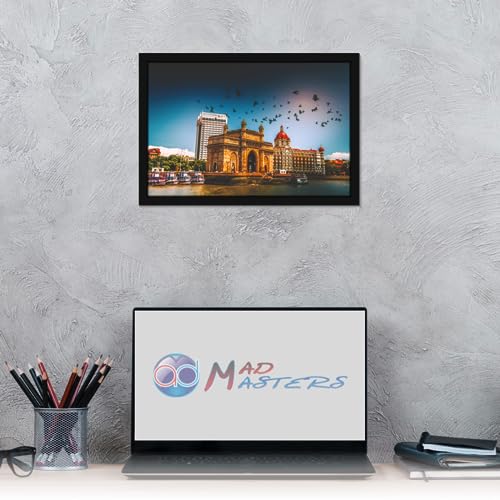 Image of Mad Masters Gateway Of India Mumbai India Painting Hanging Photo Frame Decorative Item for Living Room, Bedroom, Home Decor and Wall Decoration (MM 1549, 30.5L x 20.3W cm, Paper, With Plexi Glass)