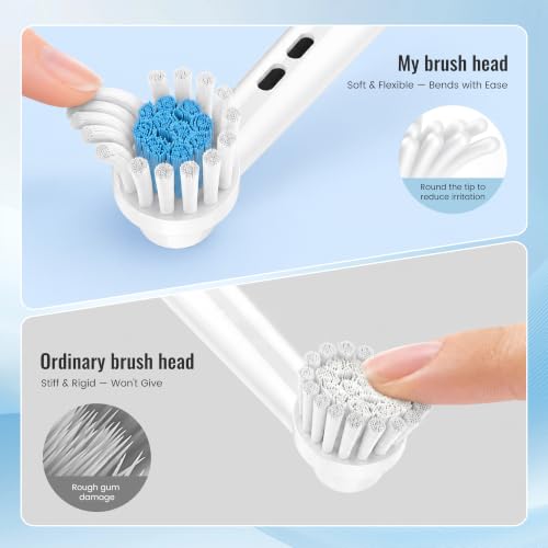 Soft Replacement Heads for Sensitive Gums, Compatible with Oral-B