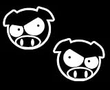 (Pack of 2) iJDMTOY JDM Style Mad Evil Pig Head Die-Cut Decal Vinyl Stickers
