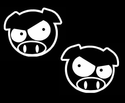 (Pack of 2) iJDMTOY JDM Style Mad Evil Pig Head Die-Cut Decal Vinyl Stickers