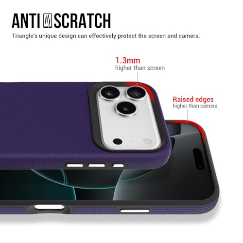 Image of NOXO Ultra-Hybrid Triangle Back Case Cover for iPhone 17 Pro Max, | Shockproof Design | Camera Protection | Soft TPU & Rugged PC | Bumper Case Cover for iPhone 17 Pro Max, (Deep Purple)