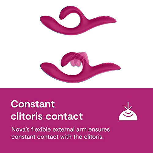 We-Vibe Nova 2 Rabbit Vibrator for Women - Vibrating Sex Toy for Clitoral and G-spot Stimulation - Flexible Vibrator with 10 Vibration Modes - App Controlled - Adult Toys for Couples - Fuchsia