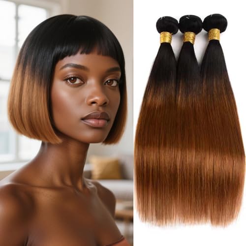 Biliisyff 1B30 Bundles Ombre Straight Human Hair Two Tone Black