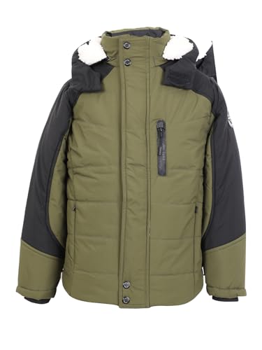 Image of Boys Winter Wear Hooded Puffer Jacket For Kids Green 4-6 Years