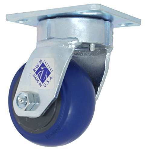 RWM Casters 65 Series Plate Caster, Swivel, Kingpinless, Rubber Wheel, Ball Bearing, 700 lbs Capacity, 8