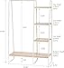 IRIS USA Clothes Rack for Hanging Clothes with 4 Wood Shelves, Freestanding Clothing Rack, Easy to Assemble Garment Rack, Metal, Sturdy Design, Multipurpose, Small Space Storage Solution, White