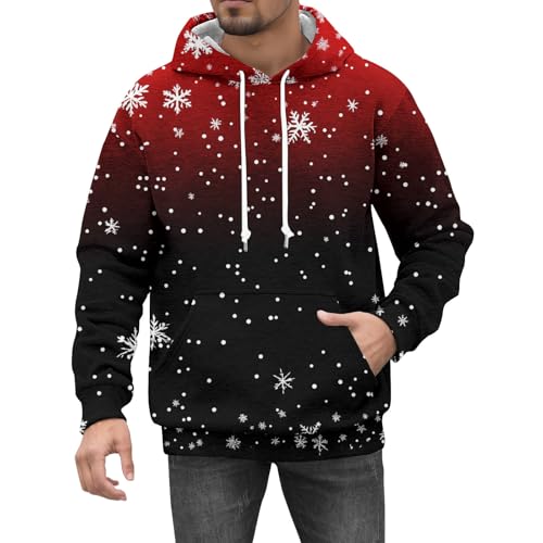 Ymosrh Men's Ugly Christmas Hoodies Pullover Long Sleeve Xmas Printed Hooded Sweatshirts with Pocket, M-4XL