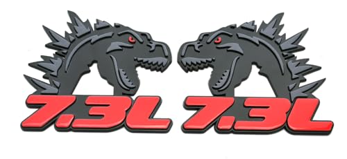 2Pcs Godzilla Badges Raging 7.3 Emblem 3D Decal Side Angry Agressive Sticker Nameplate Fit for Universal Car Body Motorcycle SUV Door Window Decoration (Black Red)