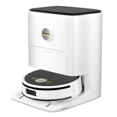 Kärcher robot aspirapolvere e lavapavimenti RVF 7 Comfort Extra con stazione multifunzione, controllo tramite app, navigazione LiDAR, telecamera, IA, per pavimenti duri e tappeti