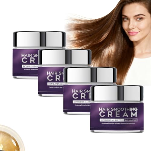 Crema alisadora enriquecida con hidratación de larga duración, nutre y fortalece profundamente el cabello dañado mientras restaura la suavidad del brillo brillante para un cabello sedoso (4 unidades)
