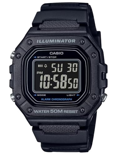 Casio Mens Watch - W-218H-1BVDF Black Dial Black Band