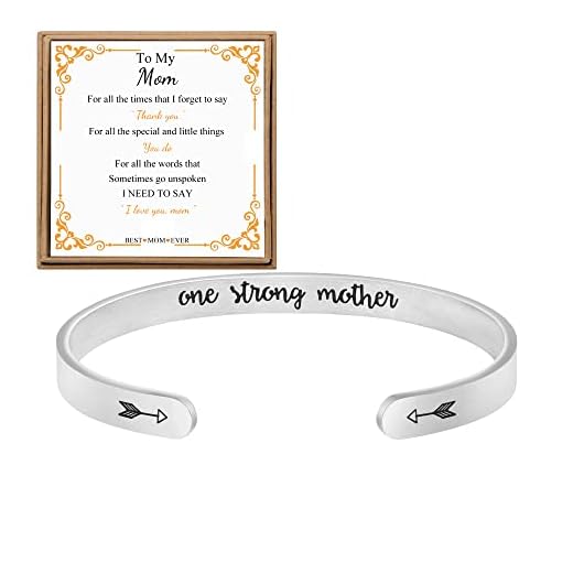 Joycuff Inspirational Bracelets for Mom for Mama Mum Mommy Personalized Birthday Mantra Cuff Bracelet