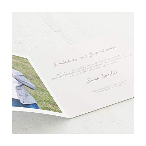 sendmoments Jugendweihe Einladung, Erwachsenwerden, 5er Klappkarten-Set quadratisch, personalisiert mit Text & Fotos… – Bild 4