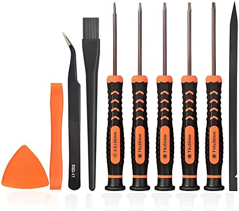 TECKMAN T6 T8 T9 T10 Torx Security Screwdriver Set, Repair Kit for Xbox one Xbox 360 PS3 PS4 Controller Disassembly and Cleaning with Anti-static Brush, Tweezer and Opening Pry Tools