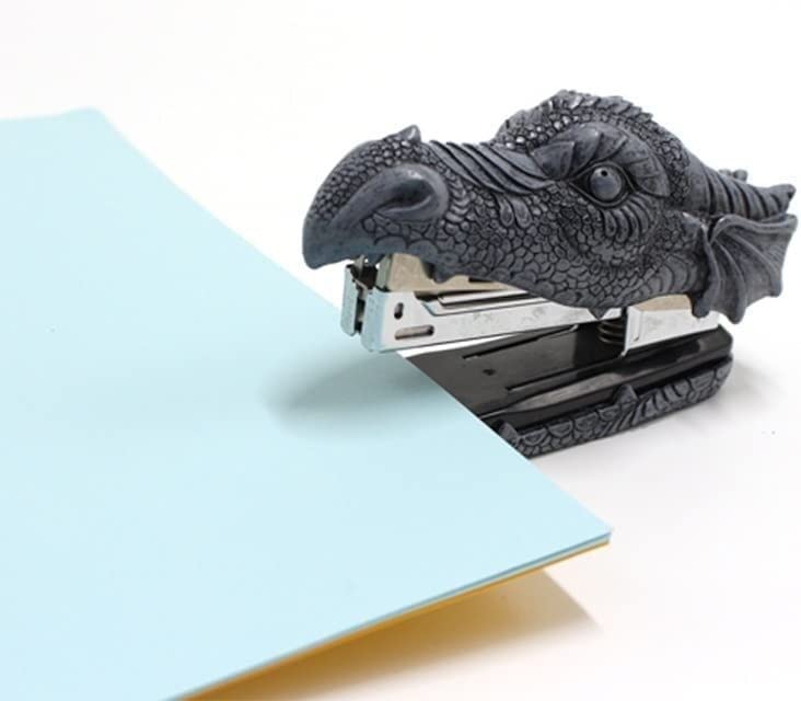 Hefter, Mini-Hefter, kreativer Tier-Hefter, Desktop-Harz-Heftgerät, klein, für Büro, Schreibwaren, Heimhandwerk, Dekoration, grau S (Farbe: grau) (Farbe: grau)