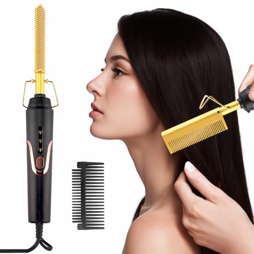 Peine alisador eléctrico cerámico para cabello y barba miniatura 1