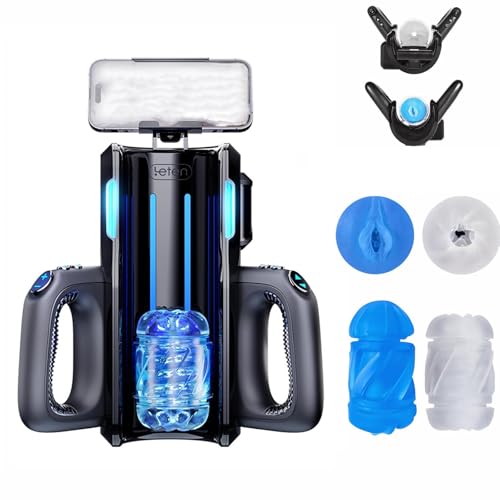 Leten King Pro Male Masturbator Adult Sex Toy - 10 Mode Thrusting Hands Free Masturbators Automatic Penis Stroker with 2 Clear Sleeve & Dual Handle & Phone Holder & Voice Electric Blowjobsex Machine