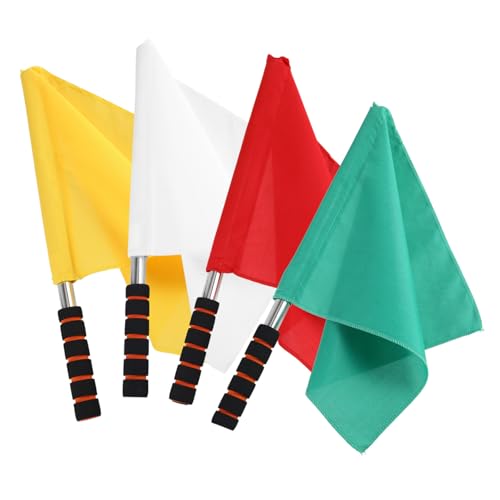 BCOATH Handwaving Flag for Soccer Referees Match Referee Flag Stainless Steel Pole