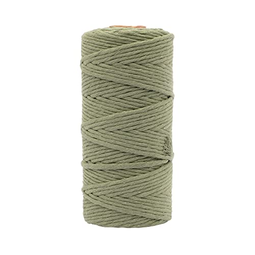 Vaessen Creative Hilo de Macramé Verde Oliva, 100% Algodón, Manualidades, Decoración Flores, Colgante de Pared, Portavelas, Atrapasueños, 3 mm x 100m