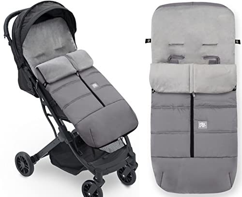 Saco Silla Paseo Universal, saco invierno silla paseo universal, Desmontable con cremallera, cabezal ajustable,impermeable y transpirable, fácil de limpiar, unisex (Liso Gris)