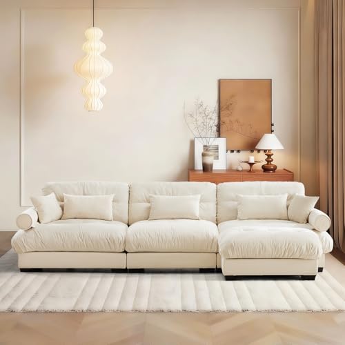 Image of SoarFlash SorFlash Sectional Sofas Couches for Living Room, L Shaped Couch Sofa Set, Small Couches for Small Spaces, Apartment with Movable Ottoman, Beige