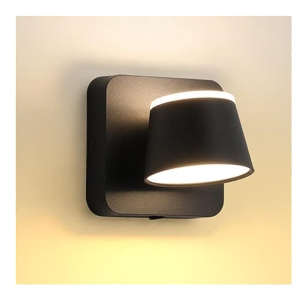 TONFON Modern LED Wall Light Adjustable Swivel Bedside Wall Sconce Reading Wall Mounted Lamp for Bedroom Living Room Study Room Dining Room Hallway Stairs Hall Restaurant Wall Lantern(Black)
