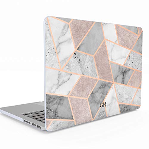 Funda Personalizada Gris Piedra Marmol Geometric Marble Mosaic Customizable Initials Gift Macbook Air 13 Pulgadas Release 2018-2019 Modelo: A1932...